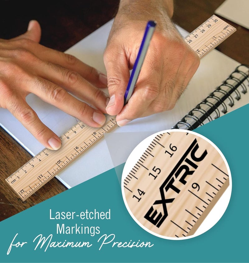 EXTRIC Rulers 12 Inch, Rulers Bulk for Classroom – Wooden Ruler for Kids 12 Pack Great for School, Classroom, Imperial and Metric Measurements for Office and Home - Image 5